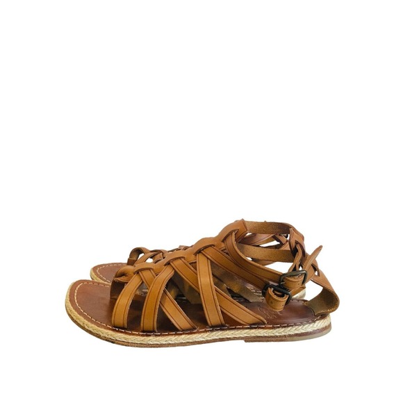CHRISTIAN LOUBOUTIN Brown Nuria Leather Gladiator Sandals Espadrilles Flats 35 - Picture 6 of 6
